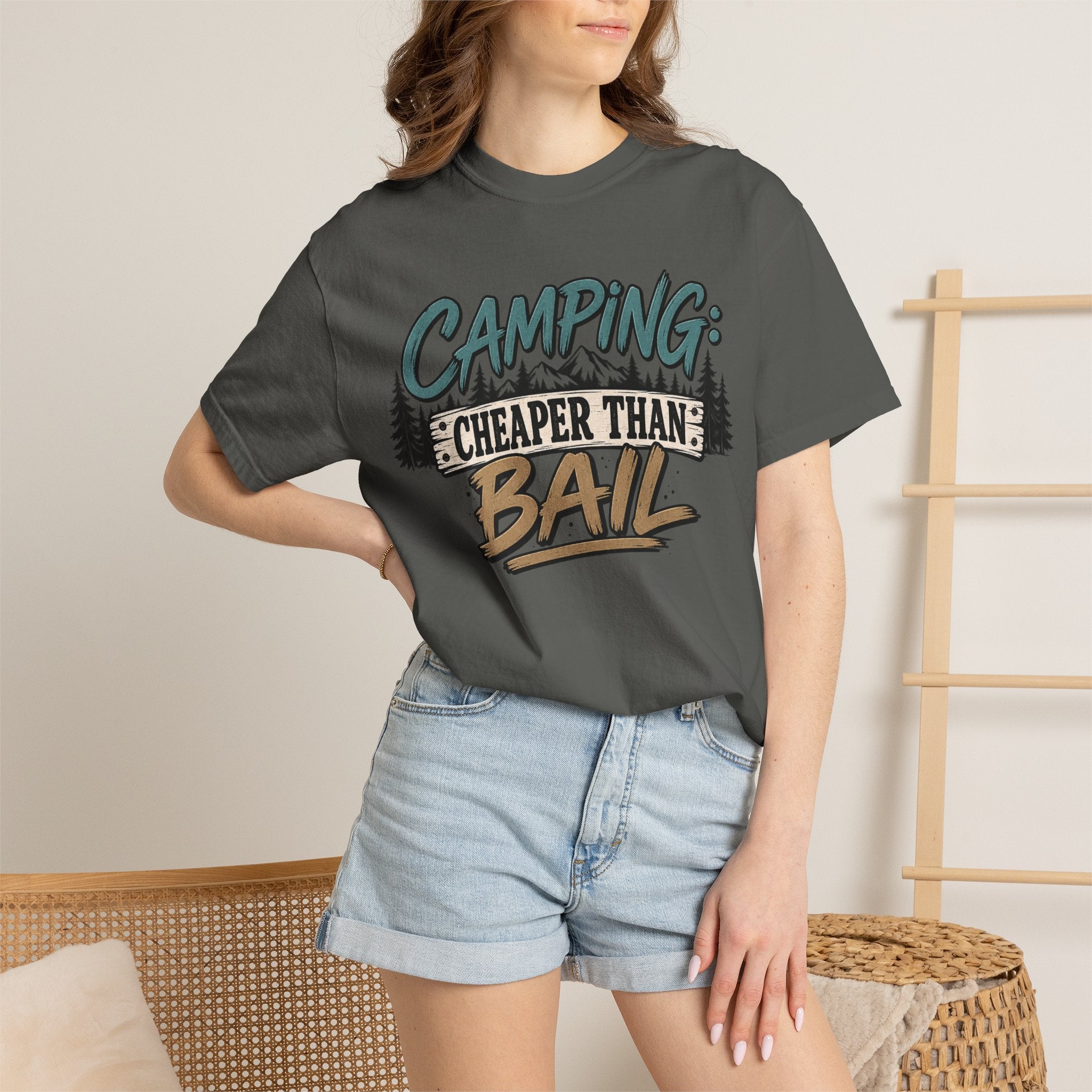 Camping: Cheaper than Bail 
Unisex Garment-Dyed T-shirt