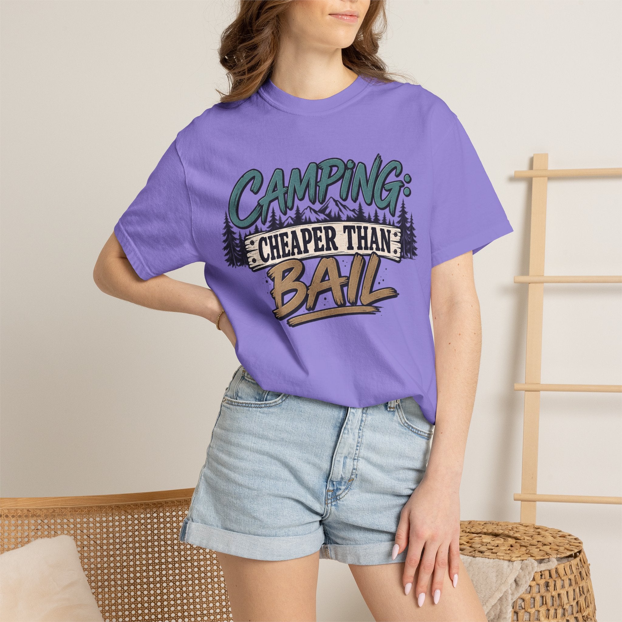 Camping: Cheaper than Bail 
Unisex Garment-Dyed T-shirt