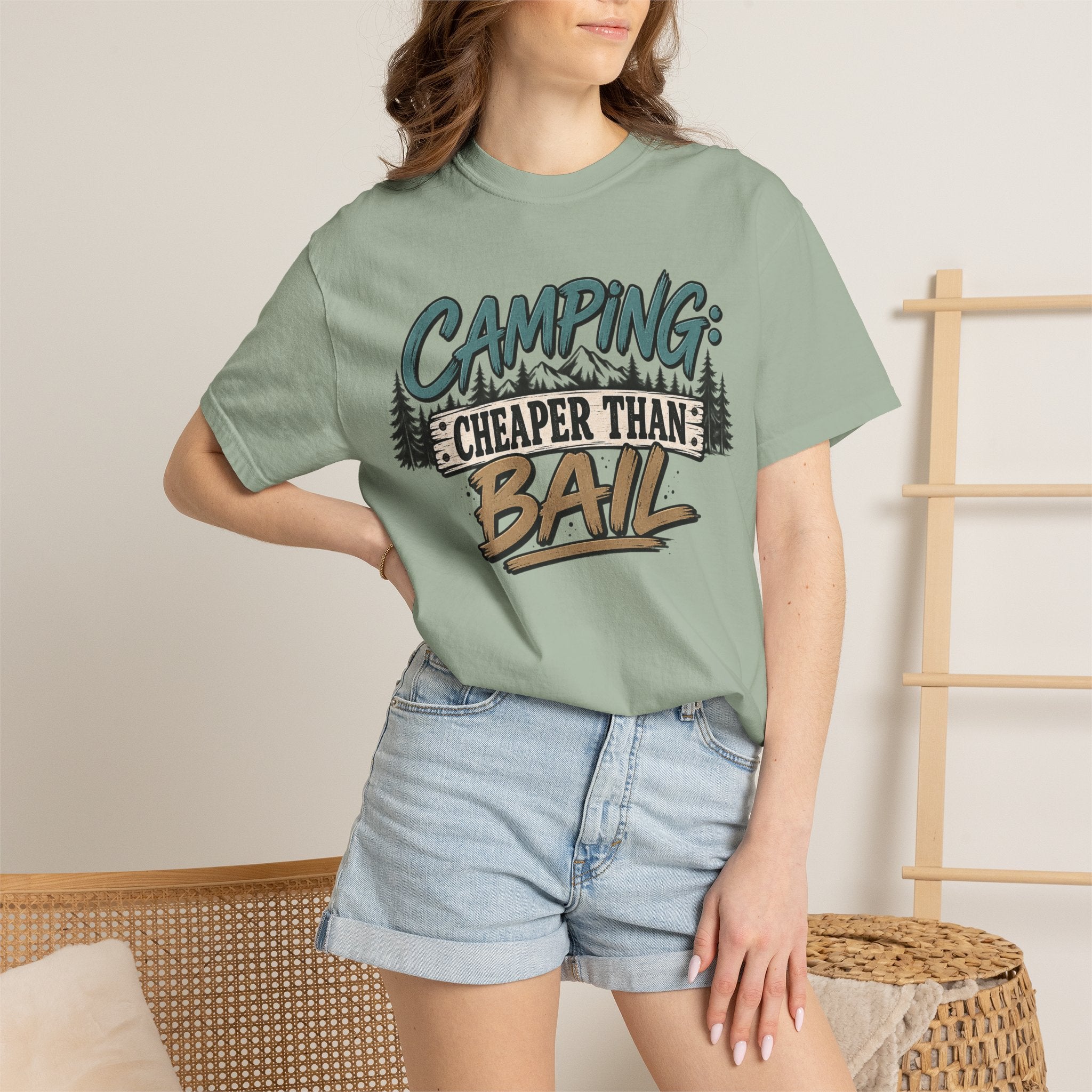 Camping: Cheaper than Bail 
Unisex Garment-Dyed T-shirt