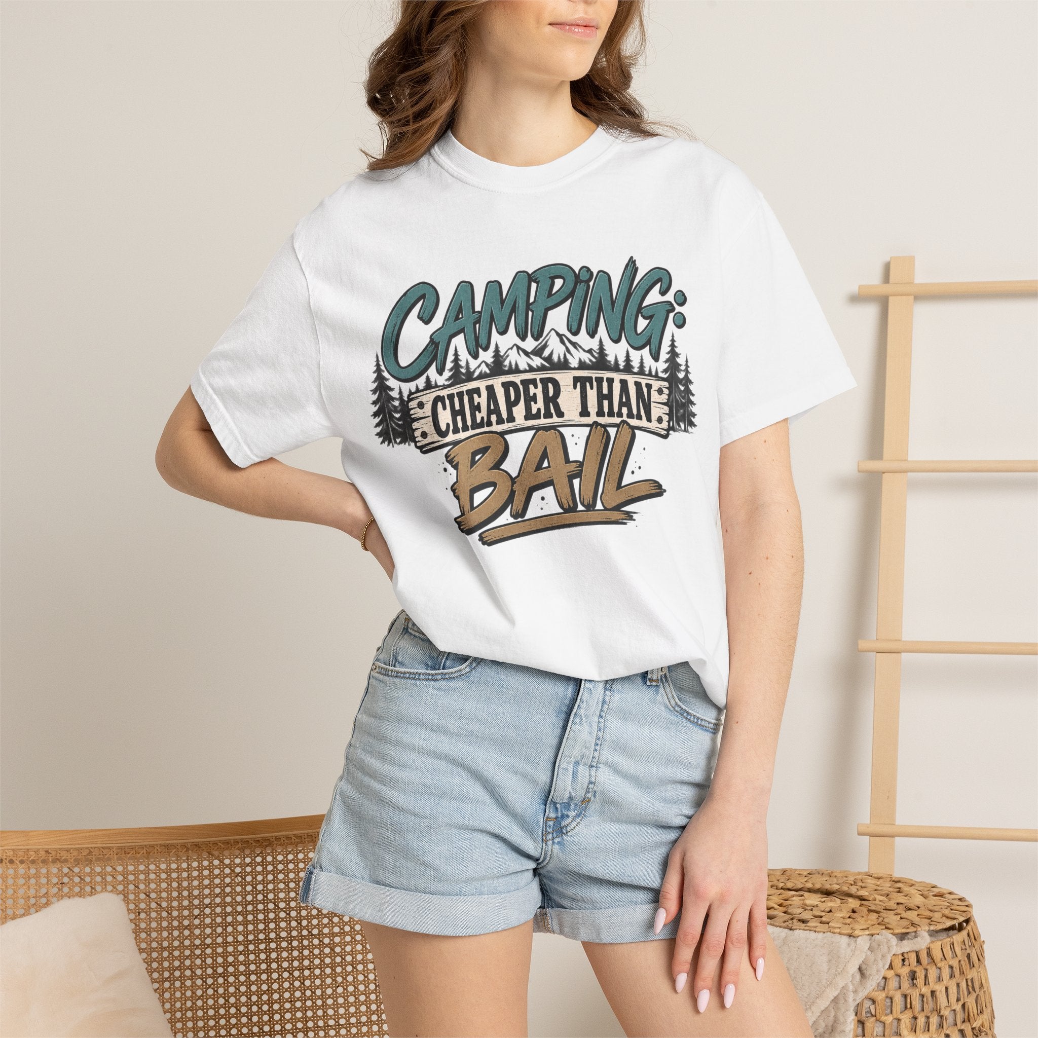 Camping: Cheaper than Bail 
Unisex Garment-Dyed T-shirt